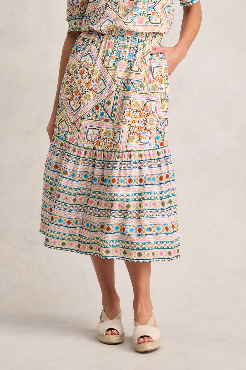 Tier Skirt - Tile Print